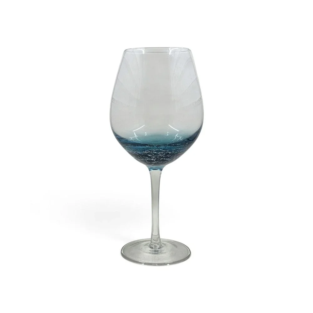 Pier 1 Teal Blue Crackle White Wine Glass 16 Oz 8-7/8